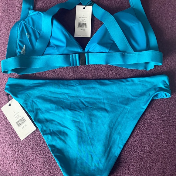 Onia dark teal bikini set Alexandra Top Lily Bottom Large New w Tags - Picture 2 of 16